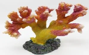 Artificial branching coral, pink and yellow, 27 cm