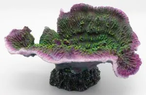 Artificial disc coral, green and purple, 28 cm