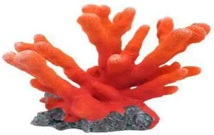 Artificial branching coral, orange and red, 19 cm