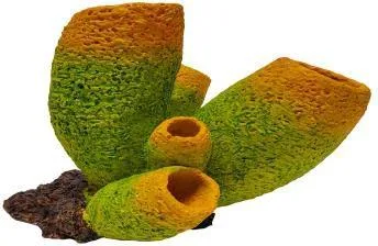 Artificial tube coral, yellow and green, 20 cm