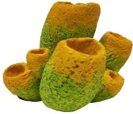 Artificial tube coral, yellow and green, 13 cm