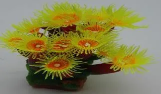 Artificial sea anemone, green and yellow, 12 cm