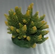 Artificial branching coral, green and yellow, 12 cm