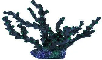 Artificial branching coral, blue and green, 33 cm