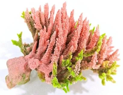 Artificial branching coral, pink and green, 25 cm
