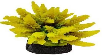 Artificial branching coral, yellow and green, 12 cm