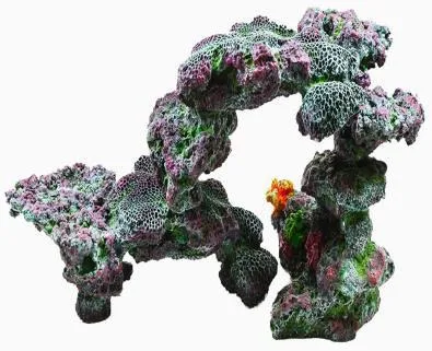 Artificial arching rockwork, pink and purple, 3-piece set, 93x33x37 cm