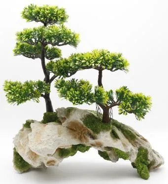 Bonsai-style aquarium tree ornament, 43x21x42 cm