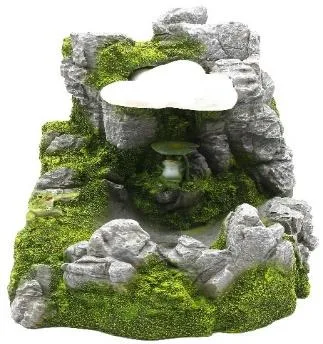 Mossy-rock sand waterfall with powerhead, 18x19x23 cm
