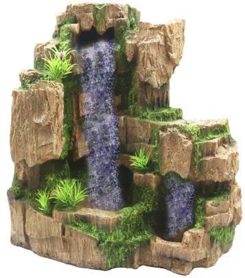 Twin-cascade sand waterfall with powerhead, 34x18x32 cm