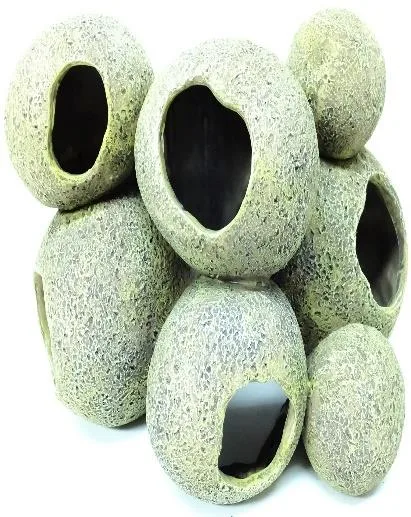Cluster of egg-shaped stones with hollow chambers, 28 cm
