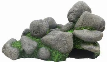 Grey boulder cluster with a cave hide, 30 cm