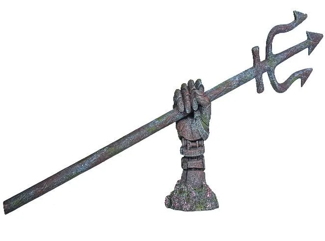 Fist gripping a trident, aged bronze finish, 72 cm