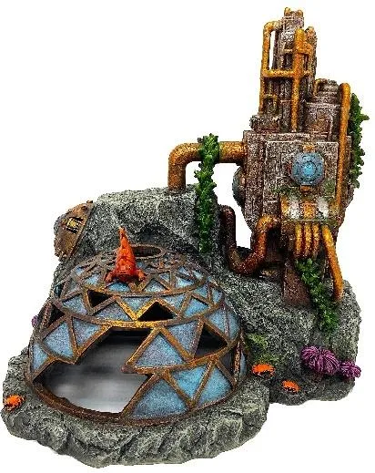 Sci-fi bio-dome with a pipework tower, 27 cm