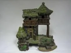 Weathered Asian pavilion set into a rock, 19 cm