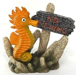 Seahorse scene with a NO FISHING sign, 15 cm