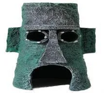 Moai-style stone head with a cave, 15 cm