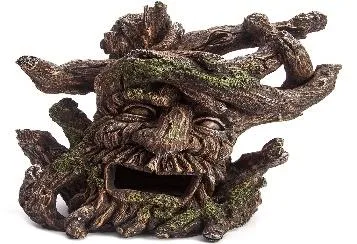 Resin aquarium ornament shaped as a bark/root 'tree-spirit' face