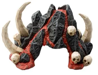 Volcanic rock arch with glowing lava seams, 20 cm