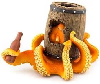 Octopus wrapped around a wooden barrel, 19 cm