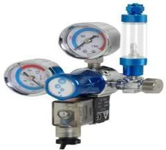 CO2 regulator with solenoid valve, needle valve and two gauges