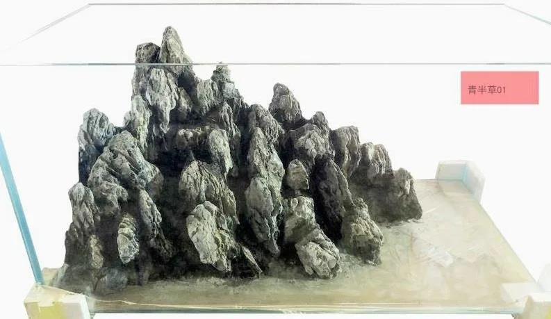 Handcrafted rockscape, Cyan Half Grass style